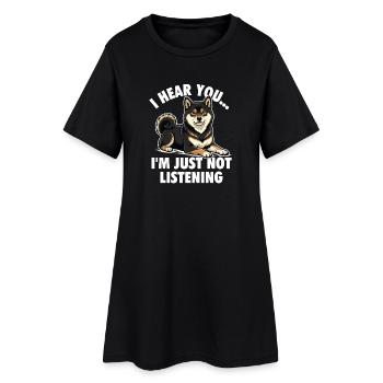 I Hear You Not Listening Shiba Inu - Women’s T-Shirt Dress - black - Front