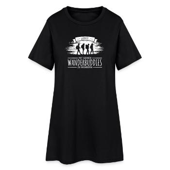 Glück ist mit Wanderbuddies zu wandern - Frauen T-Shirt-Kleid - Schwarz - Vorne