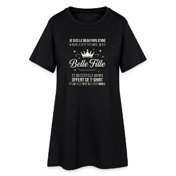 Beau Papa Merveilleuse Belle Fille Drôle - Robe T-shirt Femme - noir - Devant