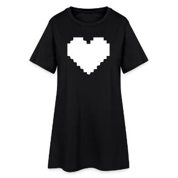 White Heart White Pixel Heart Gift - Women’s T-Shirt Dress - black - Front