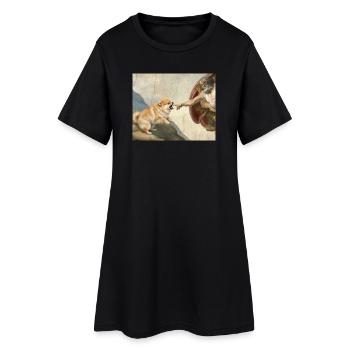 Dog God Hand Pomeranian Dog meme - Women’s T-Shirt Dress - black - Front
