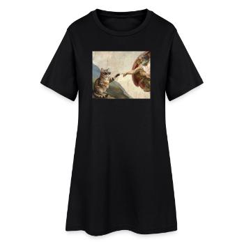 Cat Slaps God's Hand Funny Cats Meme - Women’s T-Shirt Dress - black - Front