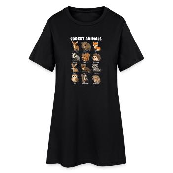 Animaux de la forêt : diagramme mignon de dessin animé - Robe T-shirt Femme - noir - Devant