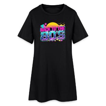 Retour au Neon Retro des années 80 - Robe T-shirt Femme - noir - Devant