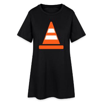 Traffic Cone Safety Line Icon Road Warning Symbol - Women’s T-Shirt Dress - black - Front