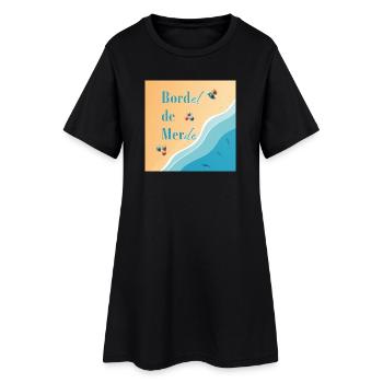 Plage pastel et vagues azur - Robe T-shirt Femme - noir - Devant