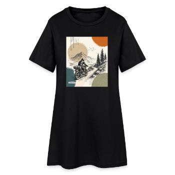 Biker on mountain road - Women’s T-Shirt Dress - black - Front