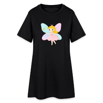 Kleine Fee im rosa Kleid mit Zauberstab – Magie - Frauen T-Shirt-Kleid - Schwarz - Vorne