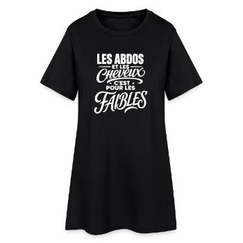 T-shirt humour chauve et gras - Robe T-shirt Femme - noir - Devant