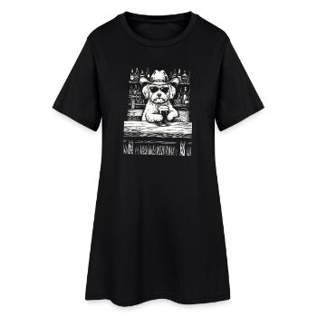 Cowboy Dog Beer Funny Maltheser - Women’s T-Shirt Dress - black - Front