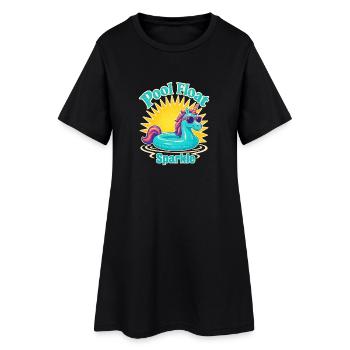Étincelle de flotteur de piscine rétro, flotteur de licorne pailleté Su - Robe T-shirt Femme - noir - Devant