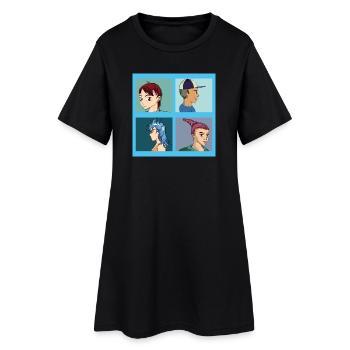Quatre portraits tirés d’illustrations d’anime - Robe T-shirt Femme - noir - Devant