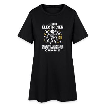 Électricien danse squelette éclair - Robe T-shirt Femme - noir - Devant