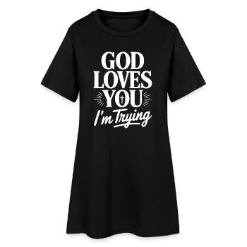 Dieu t’aime, j’essaie. - Robe T-shirt Femme - noir - Devant