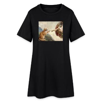 Cat Slaps God's Hand Funny Cats Meme - Women’s T-Shirt Dress - black - Front