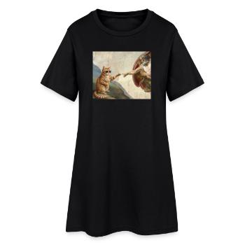 Cat Slaps God's Hand Funny Cats Meme - Women’s T-Shirt Dress - black - Front