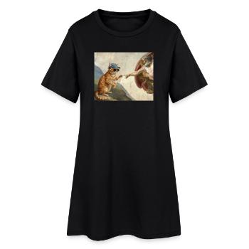 Cat Slaps God's Hand Funny Cats Meme - Women’s T-Shirt Dress - black - Front
