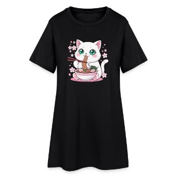 Ramen Chaton Nouilles - Robe T-shirt Femme - noir - Devant