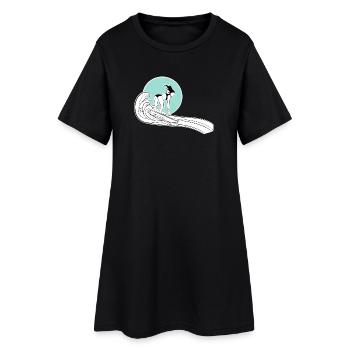 Chemise Surfer Girl avec illustration - Robe T-shirt Femme - noir - Devant
