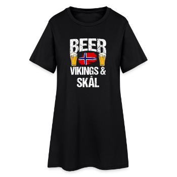 Norway Vacation Norge Fjords Scandinavian Beer Ska - Frauen T-Shirt-Kleid - Schwarz - Vorne