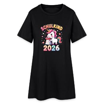 Schulkind 2026 Einschulung 2026 Schulanfang - Frauen T-Shirt-Kleid - Schwarz - Vorne
