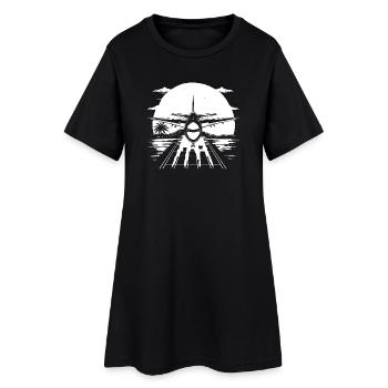 Dessin d’avion - Robe T-shirt Femme - noir - Devant