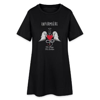 Infirmiere Mi Ange Mi Demon T-Shirt Cadeau Humour - Robe T-shirt Femme - noir - Devant