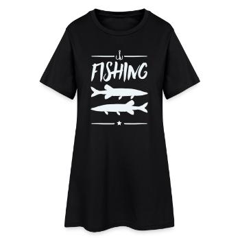 Motif du pêcheur : Silhouettes de pêche - Robe T-shirt Femme - noir - Devant