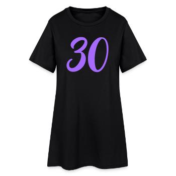 Number 30 in Lavender Calligraphy - Women’s T-Shirt Dress - black - Front