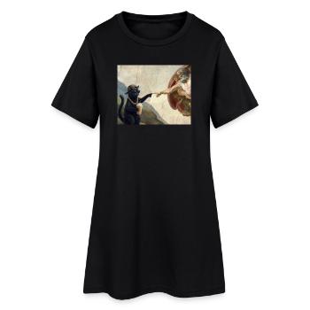 Cat Slaps God's Hand Funny Cats Meme - Women’s T-Shirt Dress - black - Front