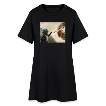 Cat Slaps God's Hand Funny Cats Meme - Women’s T-Shirt Dress - black - Front