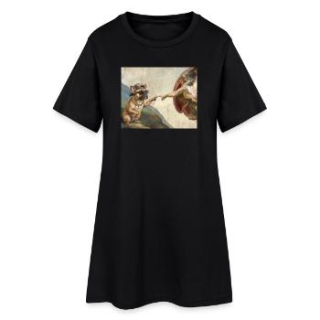 Chat gifle la main de Dieu Mème des chats drôles - Robe T-shirt Femme - noir - Devant