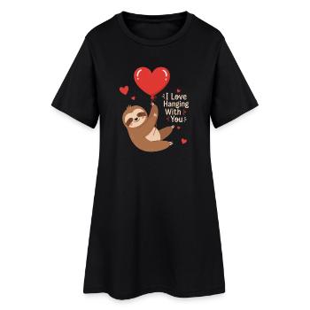 Motif de Singe câlin en Ballon Cœur - Robe T-shirt Femme - noir - Devant