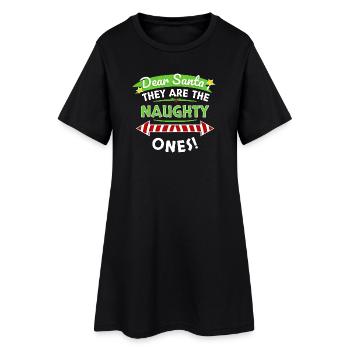 Cher T-shirt du Père Noël Vilain - Robe T-shirt Femme - noir - Devant