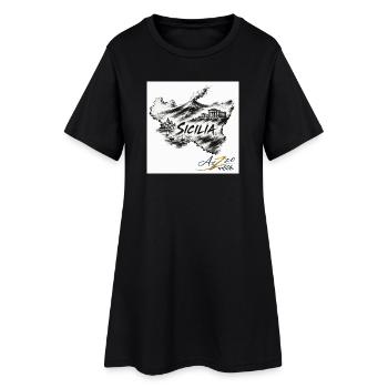 AZZO Sizilien Skizzenkarte - Frauen T-Shirt-Kleid - Schwarz - Vorne