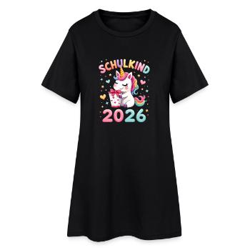Schulkind 2026 Einschulung 2026 Schulanfang - Frauen T-Shirt-Kleid - Schwarz - Vorne