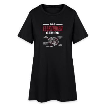 Elektriker Gehirn Beruf Humor - Frauen T-Shirt-Kleid - Schwarz - Vorne