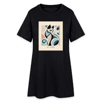 Parfaitement indifférent – Mid Century Cat - Robe T-shirt Femme - noir - Devant