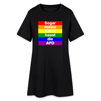 SOGAR MEINE KATZE HASST DIE AFD, NO AFD NO NZS  - Frauen T-Shirt-Kleid - Schwarz - Vorne