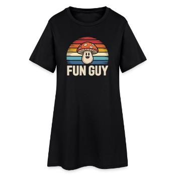 Design rétro drôle de champignons avec un gars amusant - Robe T-shirt Femme - noir - Devant