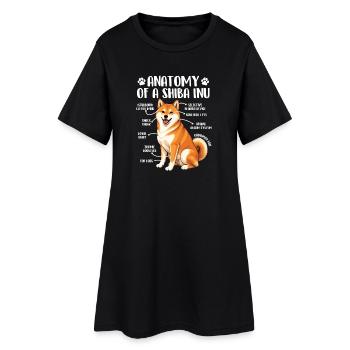 Anatomie de l’humour d’un doge Shiba Inu - Robe T-shirt Femme - noir - Devant