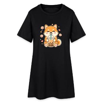 Shiba Inu Bulle Kawaii Doge mignon - Robe T-shirt Femme - noir - Devant