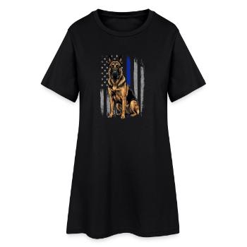Belgian Malinois Blue Line US Flag - Women’s T-Shirt Dress - black - Front