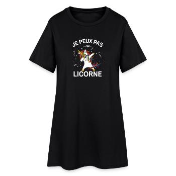 Je Peux Pas J'ai Licorne - Robe T-shirt Femme - noir - Devant