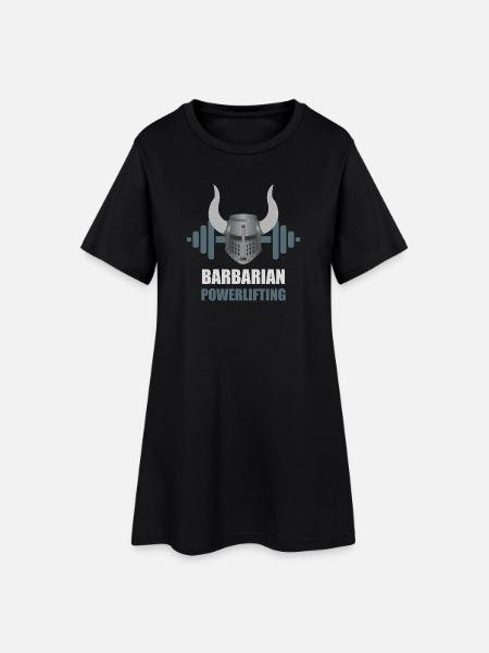 Barbarian Warrior Powerlifting Workout - Women’s T-Shirt Dress - black