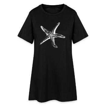 White Starfish Silhouette on Black - Women’s T-Shirt Dress - black - Front