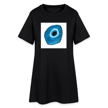 Blue eye in a circle shape - Women’s T-Shirt Dress - black - Front