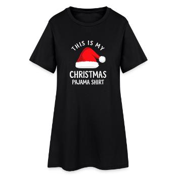 Voici mon t-shirt de pyjama de Noël - Robe T-shirt Femme - noir - Devant