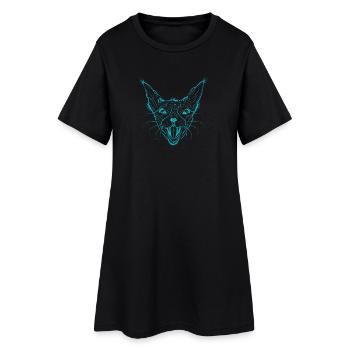 Neon Sphynx Katzengesicht Leuchten - Frauen T-Shirt-Kleid - Schwarz - Vorne