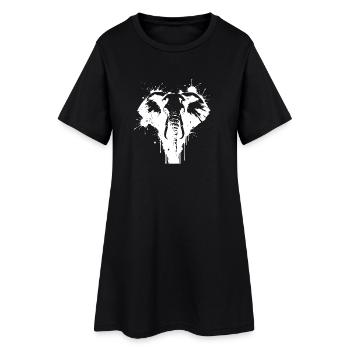 Elefantenkunst Splash White - Frauen T-Shirt-Kleid - Schwarz - Vorne